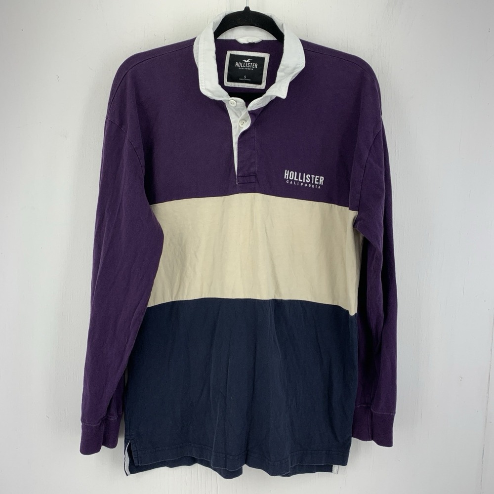 Y2K Hollister Mens Small Rugby Polo Long Sleeve Skater Surf Retro Grunge Preppy